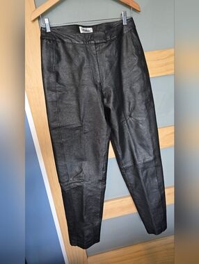 bagatelle Black 100% Leather Pants with Hook Closure